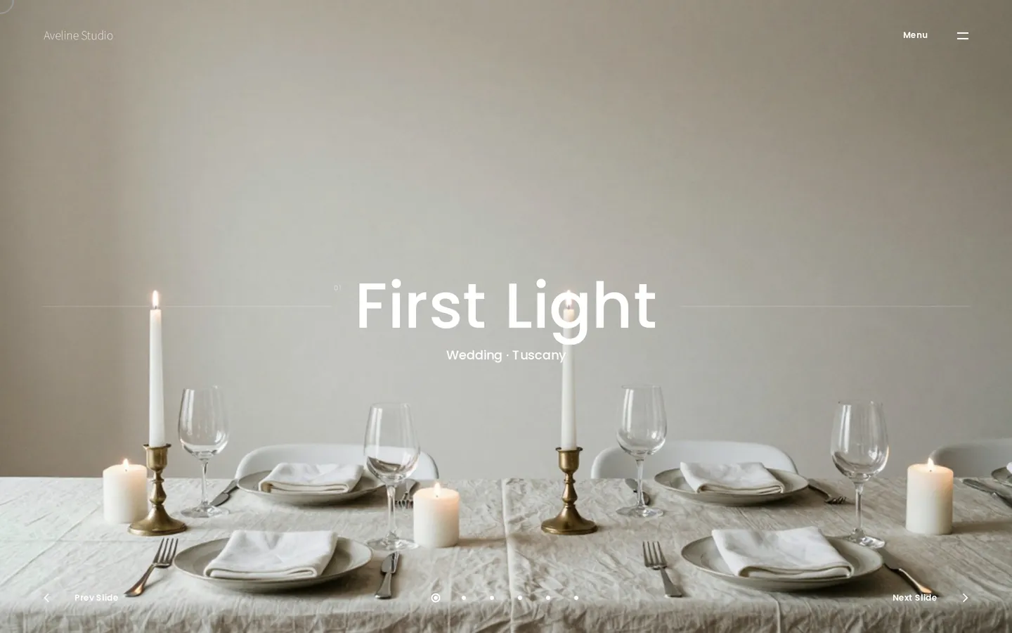 Fullscreen slider, counted preloader — Aveline Studio