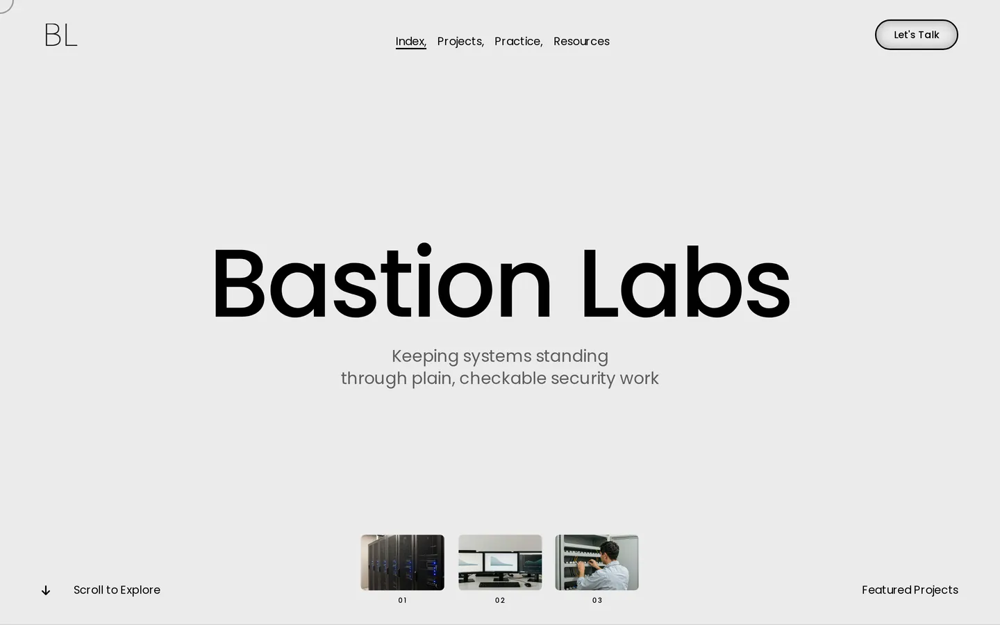 Light minimal, thumbnail carousel — Bastion Labs