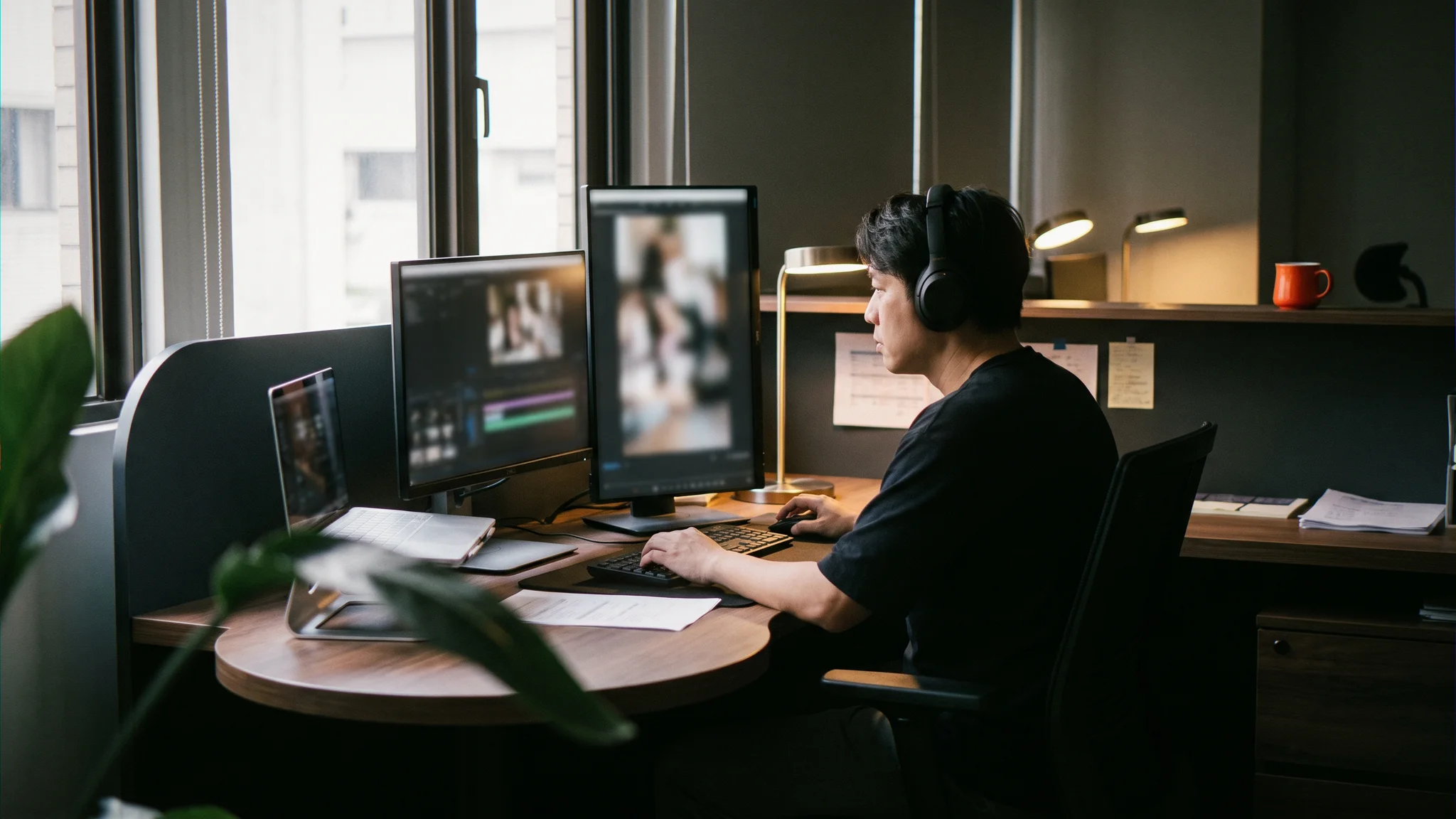 Illustration: An editing workstation showing a vertical short video timeline